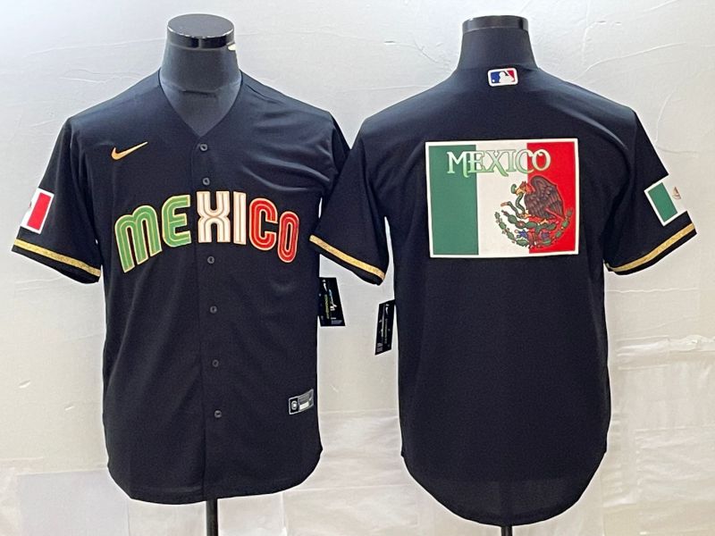 Men 2023 World Cub Mexico Blank Black gold Nike MLB Jersey4